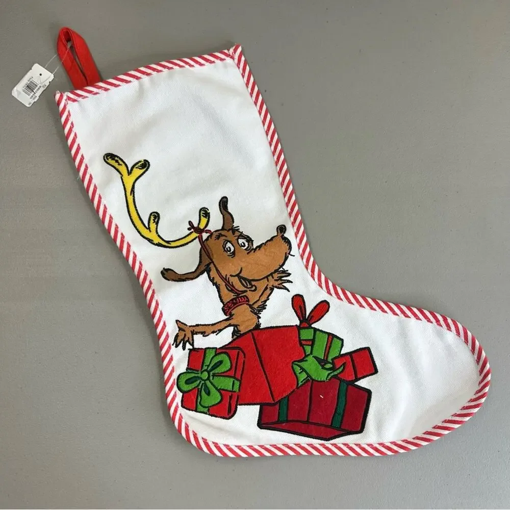 Pottery Barn Holiday Stocking How the Grinch Stole Christmas Max Dog Reindeer